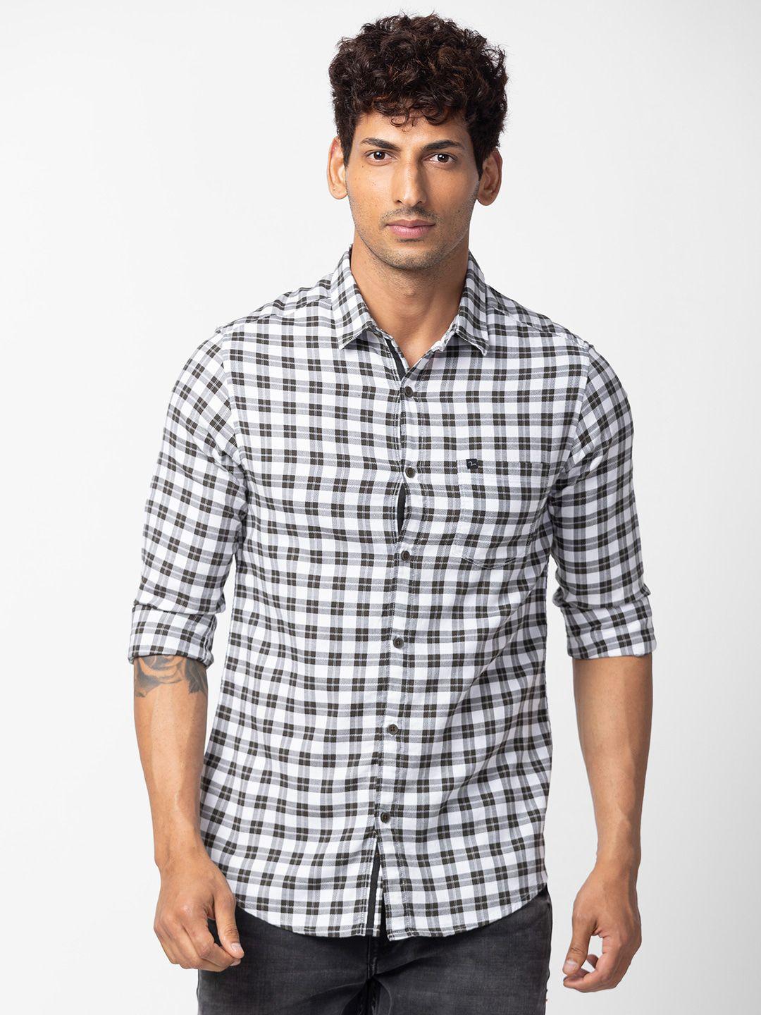 spykar-men-classic-slim-fit-checked-cotton-casual-shirt