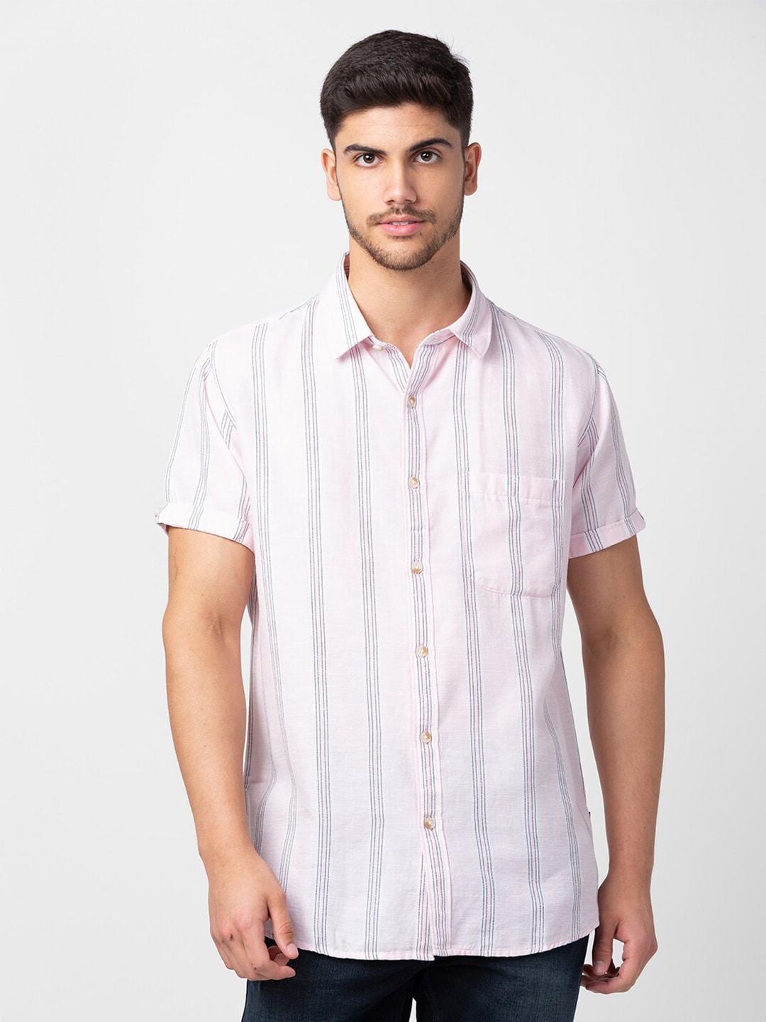 spykar-men-striped-casual-cotton-shirt
