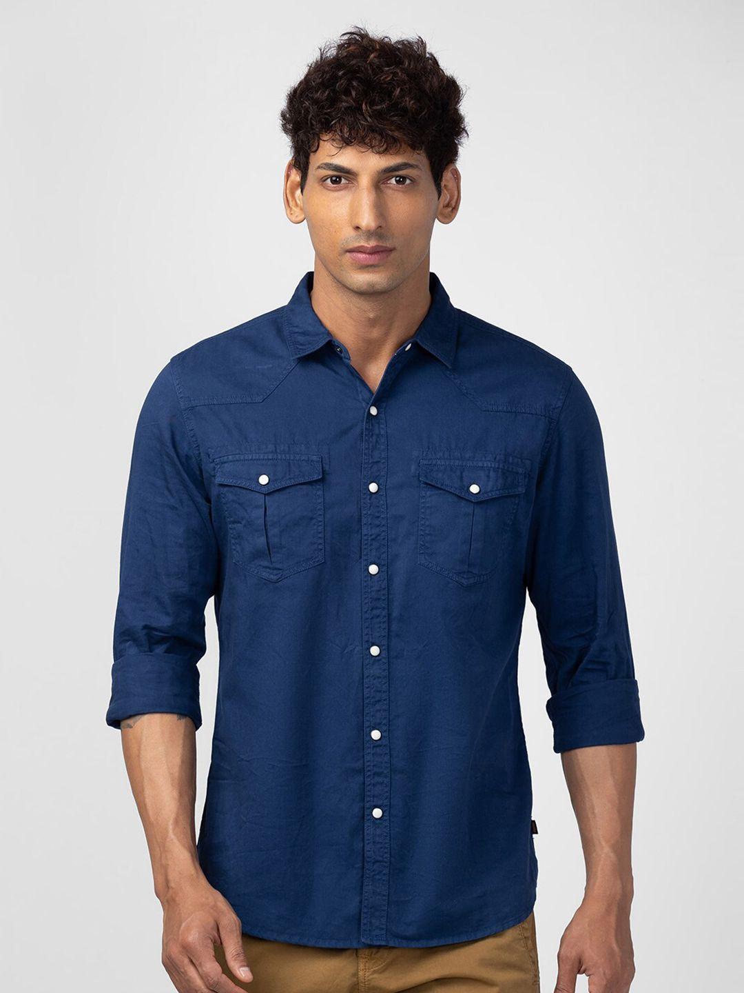 spykar-men-cotton-solid--slim-fit-casual-shirt