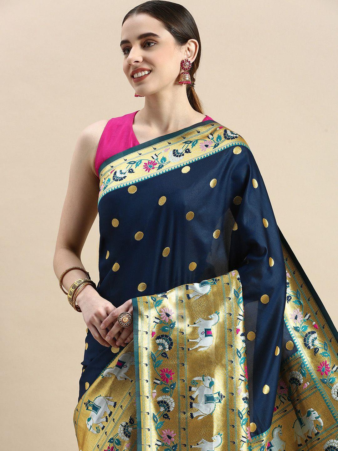 VISHNU WEAVES Woven Design Zari Pure Silk Banarasi Saree