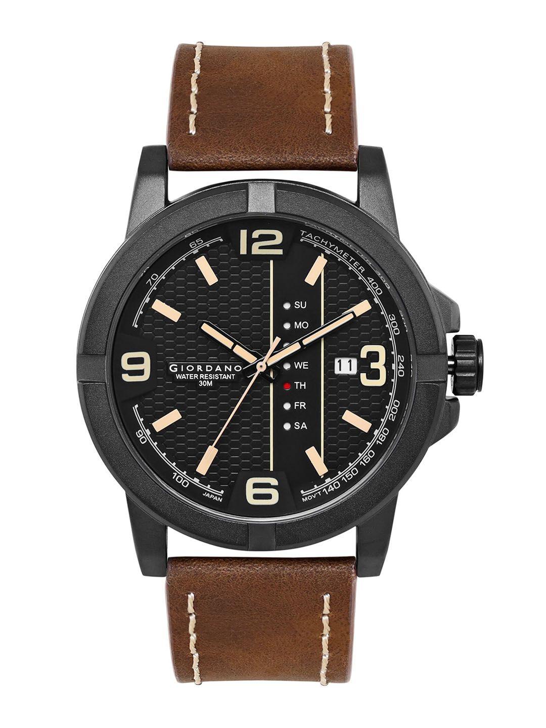 GIORDANO Men Dial & Leather Straps Analogue Watch GD-50007-01