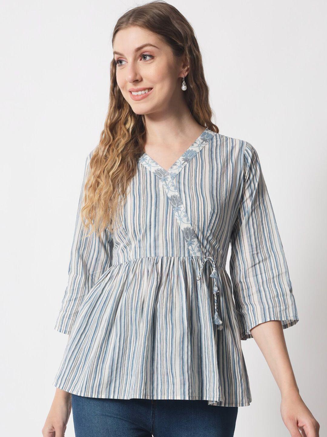 mishpra-striped-gathered-or-pleated-pure-cotton-wrap-top