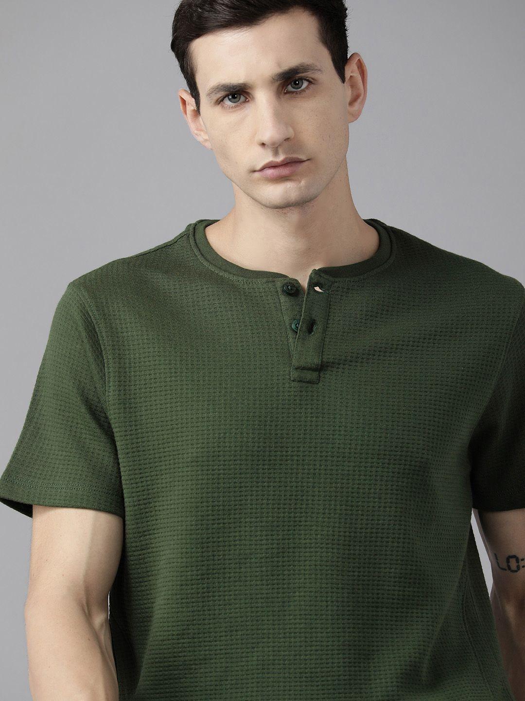 The Roadster Lifestyle Co. Henley Neck Textured T-shirt