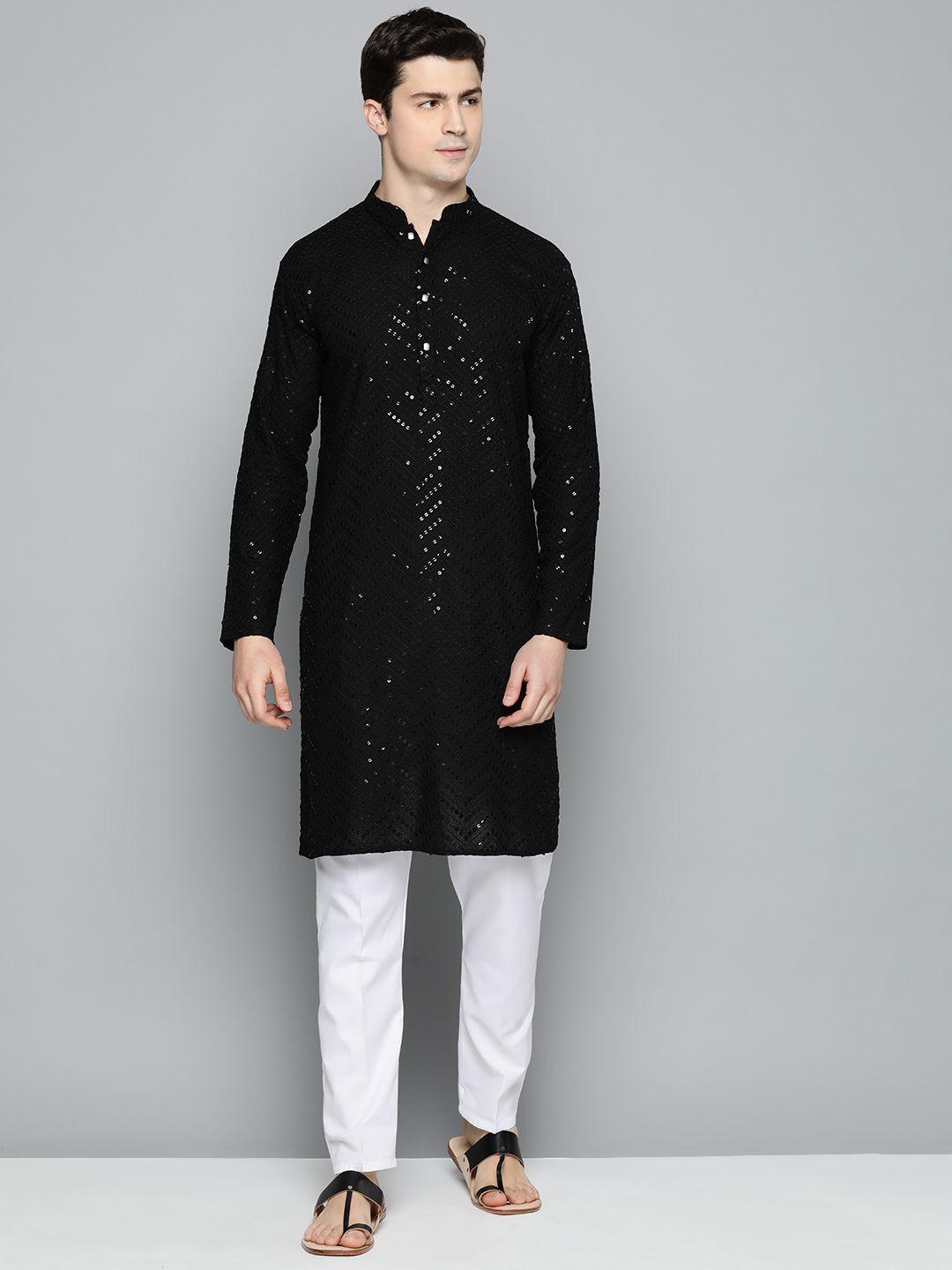 Jompers Men Embroidered Sequinned Pure Cotton Kurta with Pyjamas