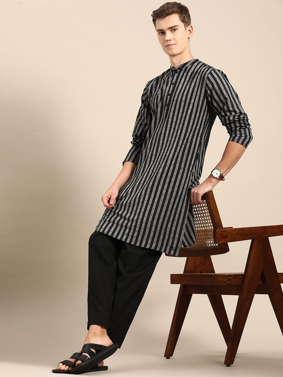 anouk-men-striped-regular-kurta-with-trousers
