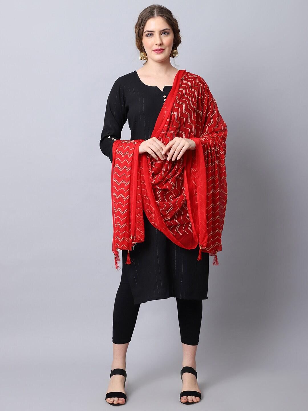 GLAM STORY Geometric Printed With Taping Border Dupatta