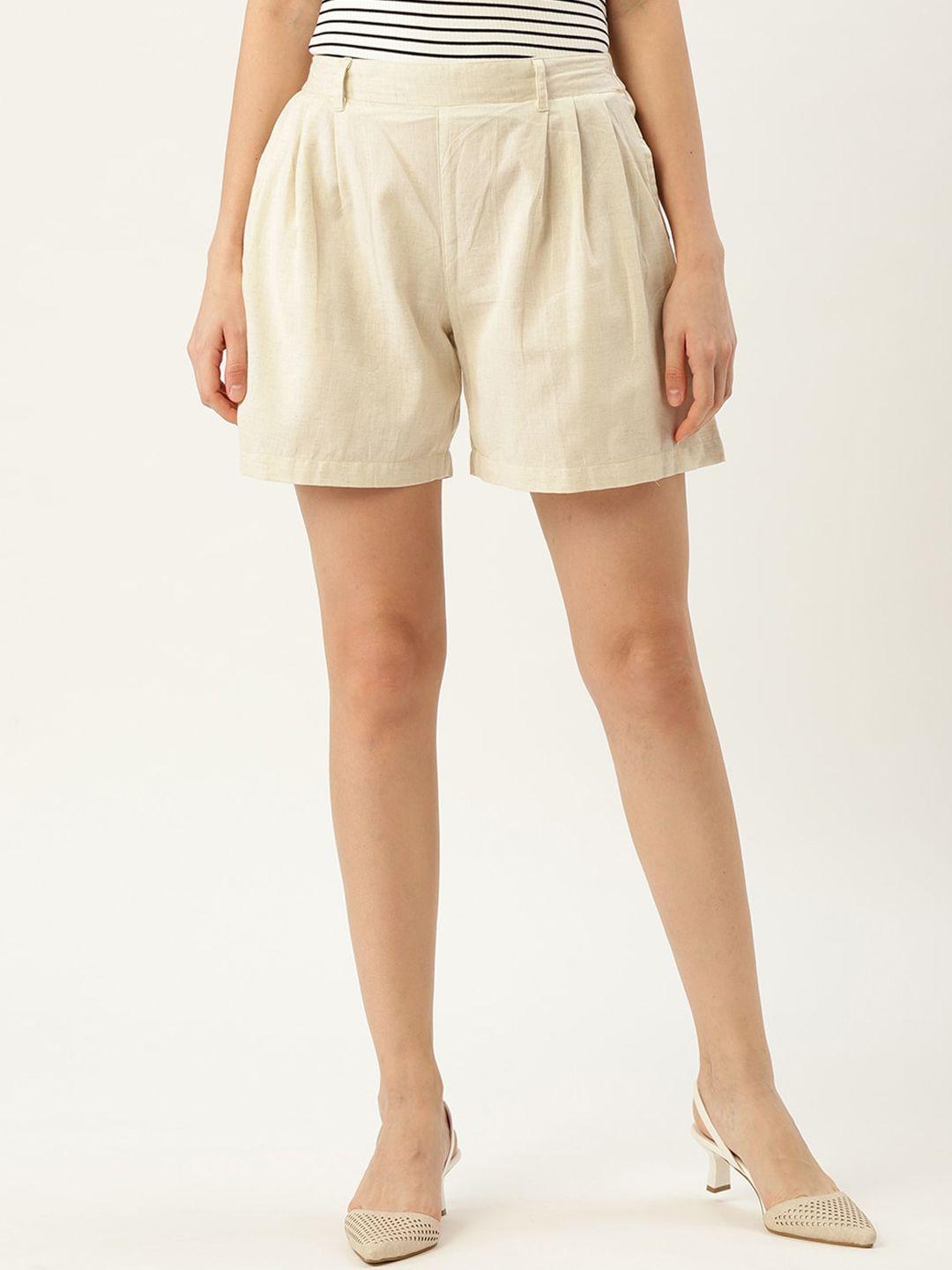 molcha-women-solid-cotton-cambric-shorts