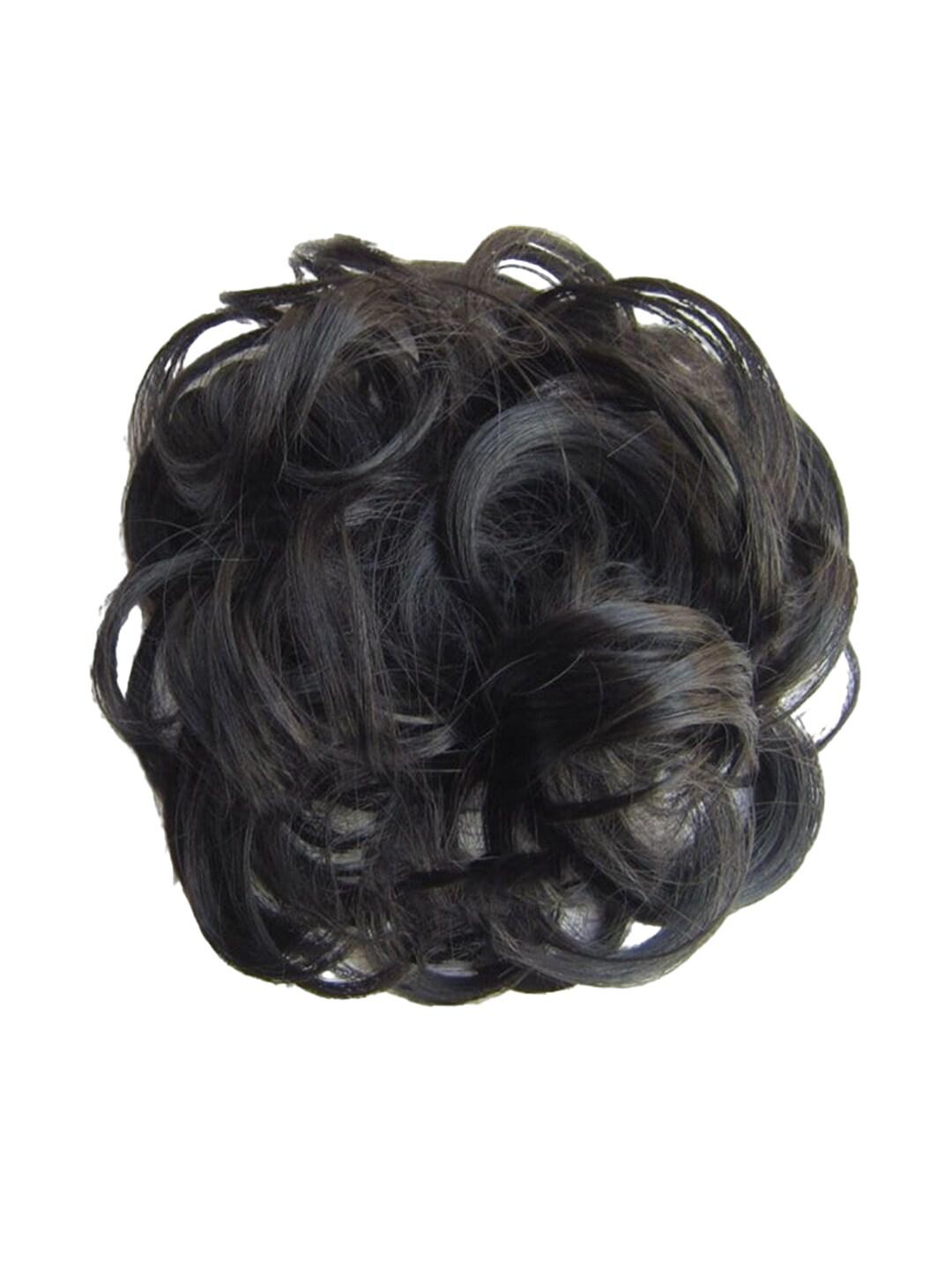 CHANDERKASH Synthetic Nylon Messy Hair Bun Scrunchies Extensions - Black