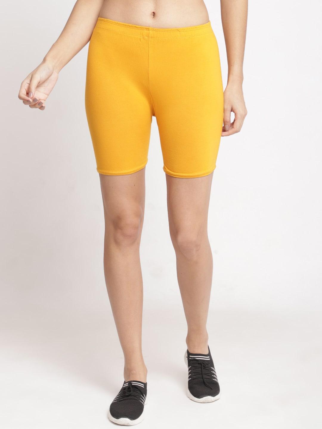 GRACIT Women Yellow Cycling Sports Shorts