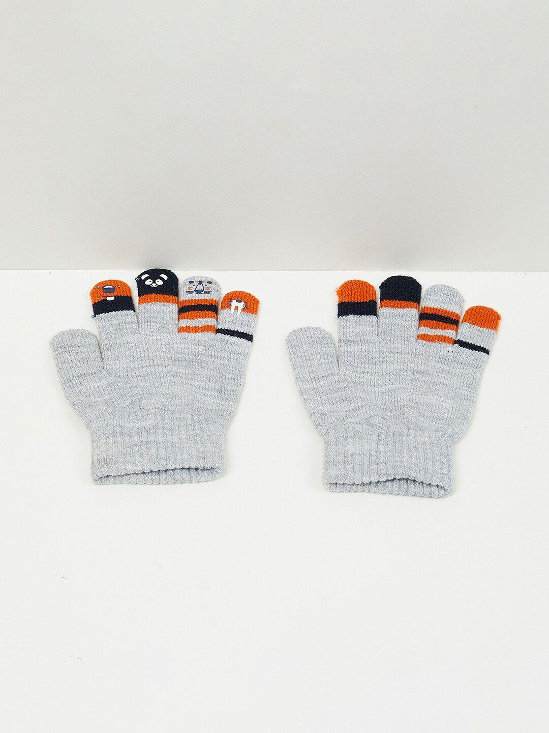 max Boys Pattered Ribbed Hand Gloves