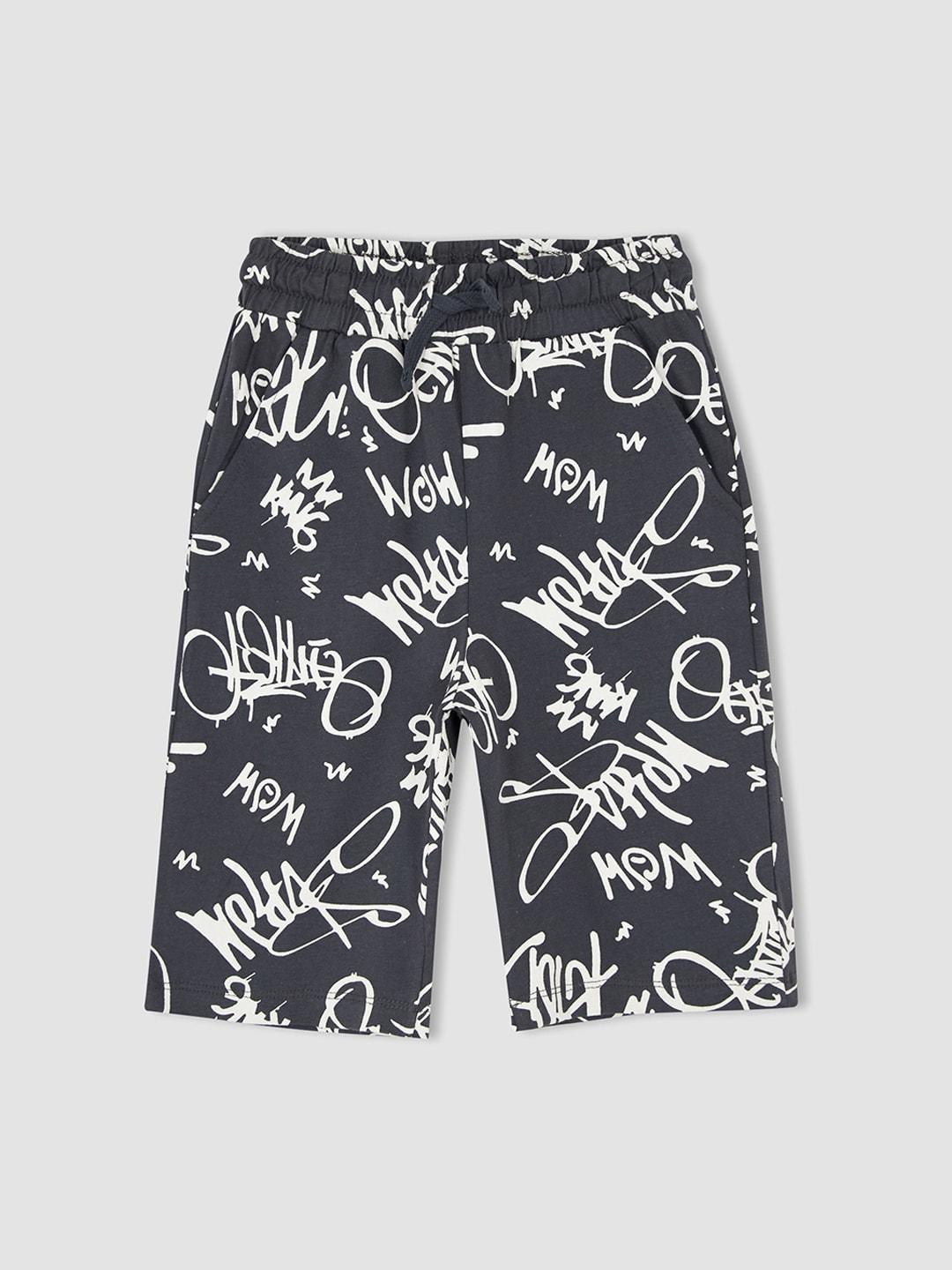 DeFacto Boys Typography Printed Pure Cotton Shorts
