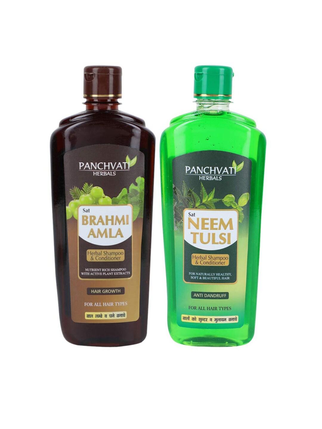 Panchvati Herbals Brahmi Amla Shampoo & Neem Tulsi Shampoo - 450 ml Each