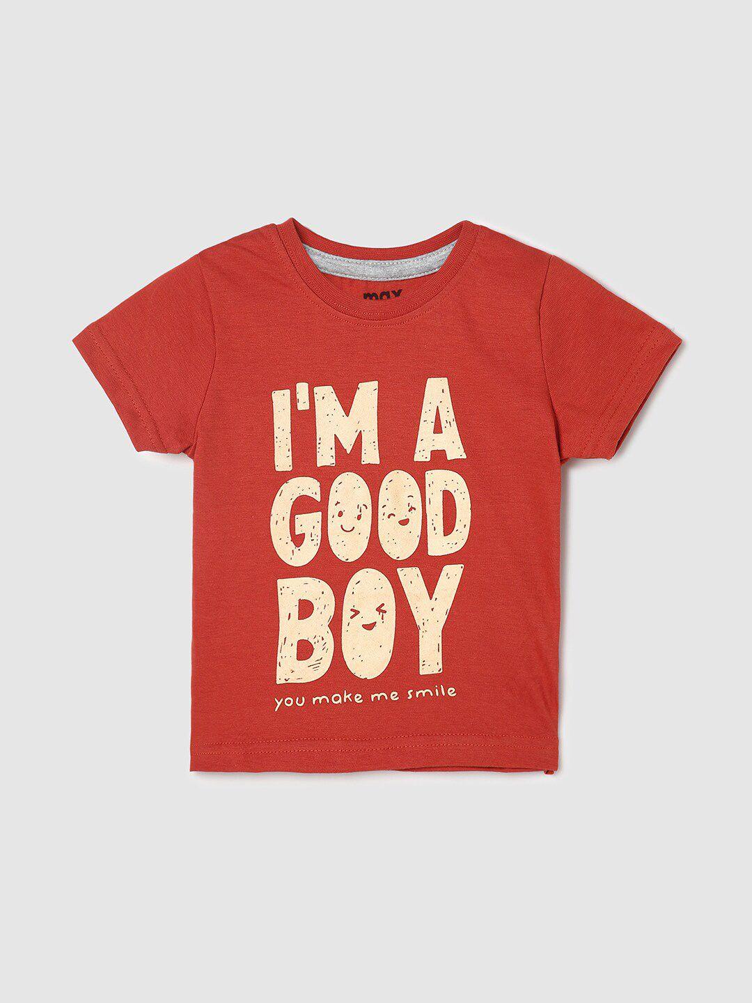 max Infants Typography Printed Cotton T-shirt