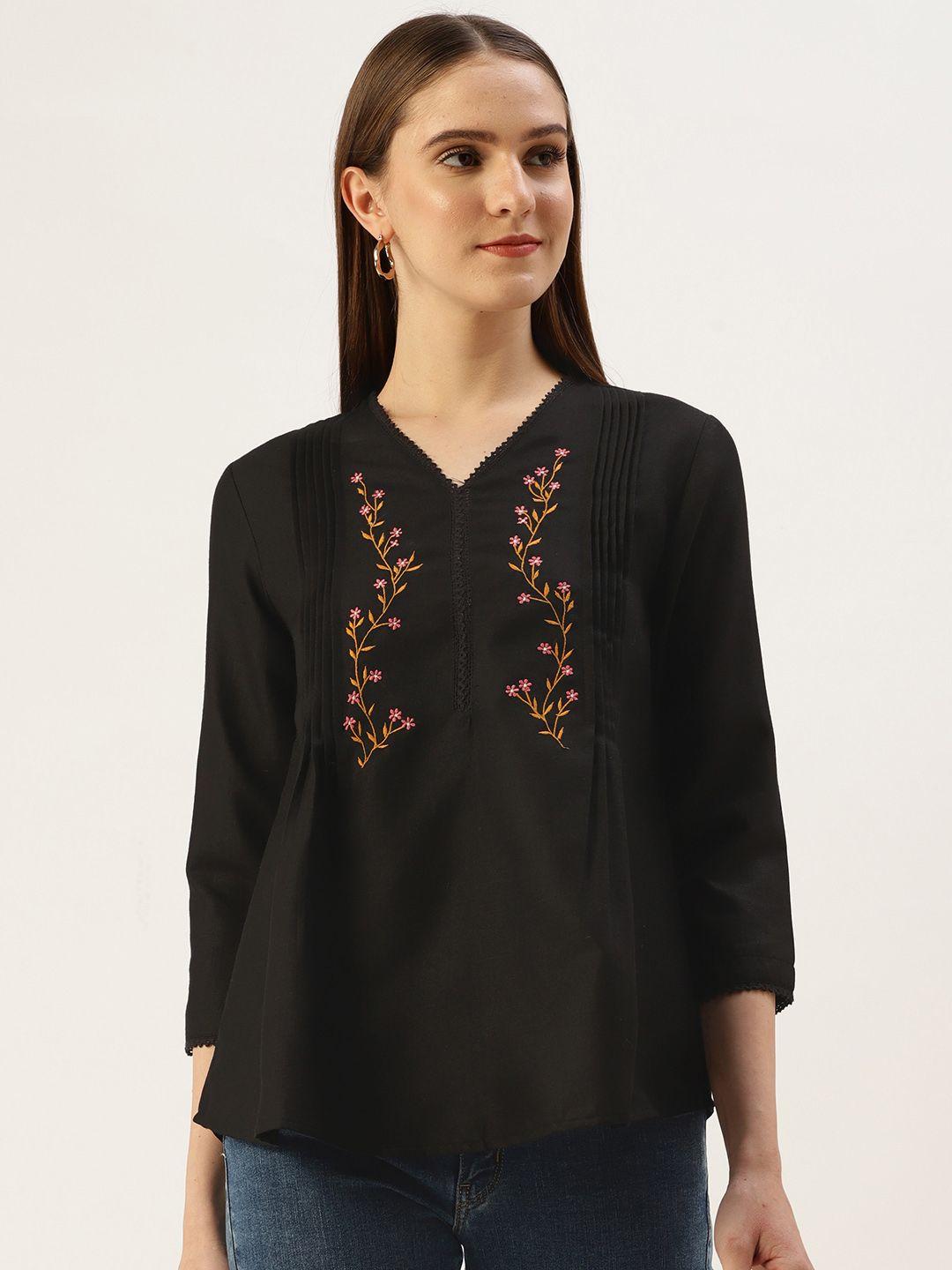 off-label-black-floral-embroidered-top