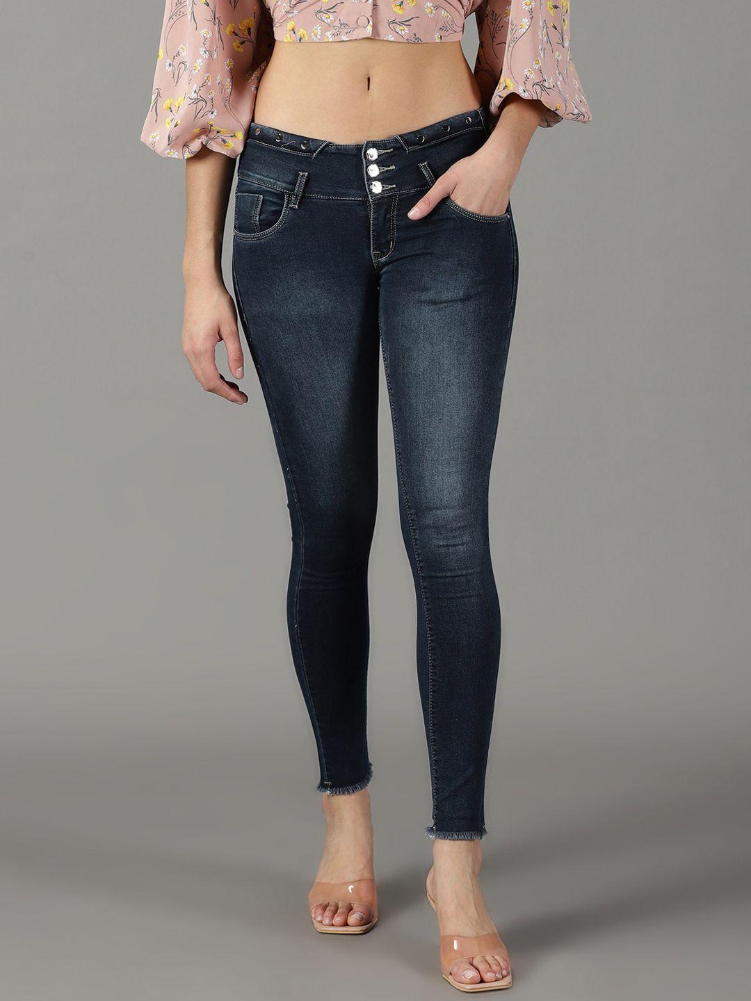 SHOWOFF Women Skinny Fit High-Rise Light Fade Acid Wash Stretchable Jeans