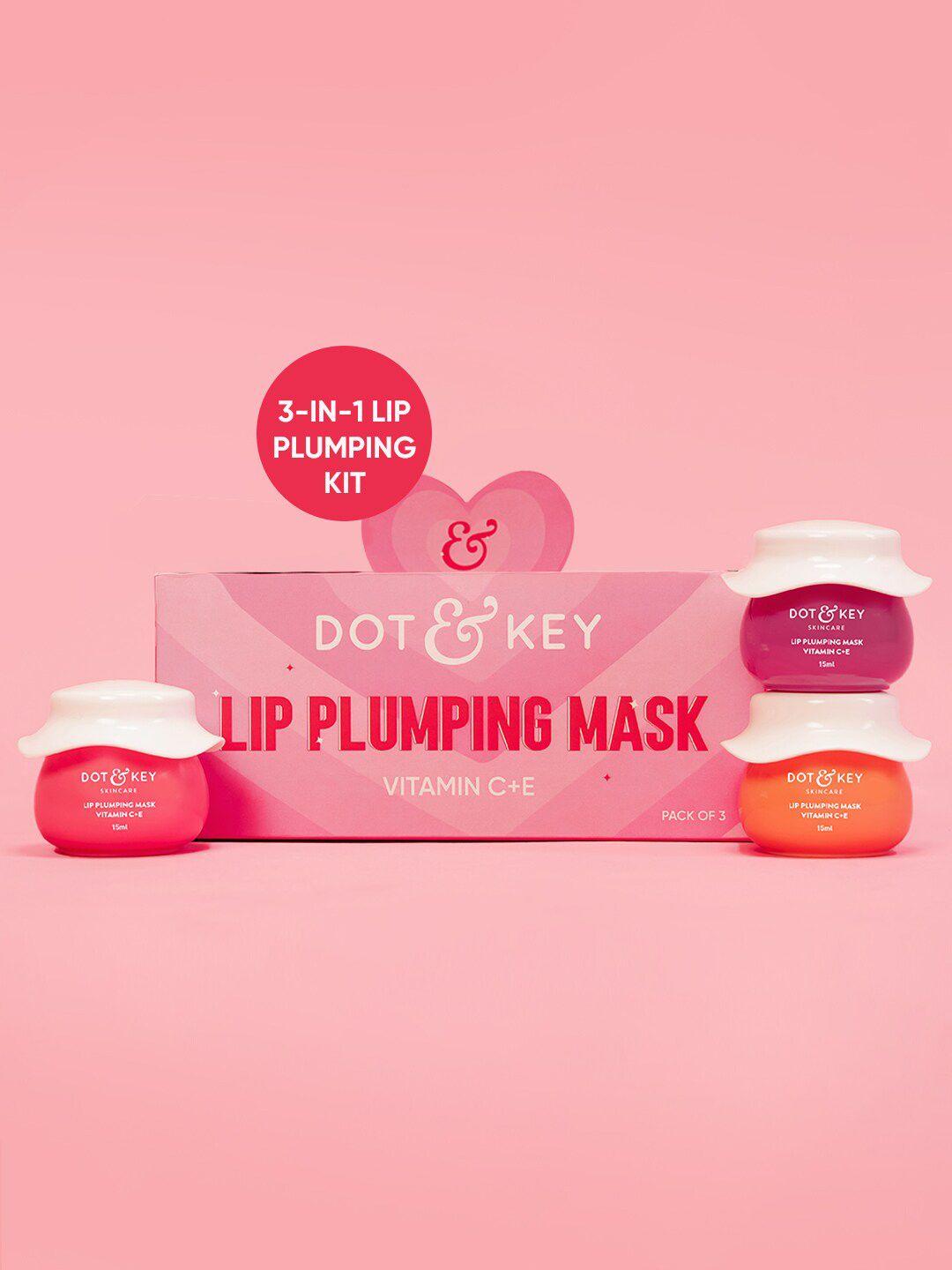 DOT & KEY Set of 3 Lip Plumping Mask with Vitamin C & E - 15 ml each
