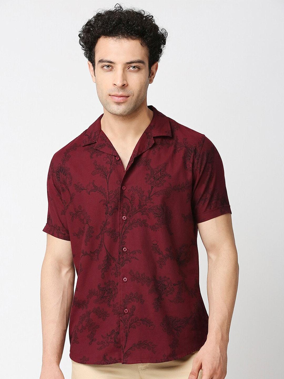 HERE&NOW Men Floral Printed Pure Cotton Slim Fit Casual Shirt