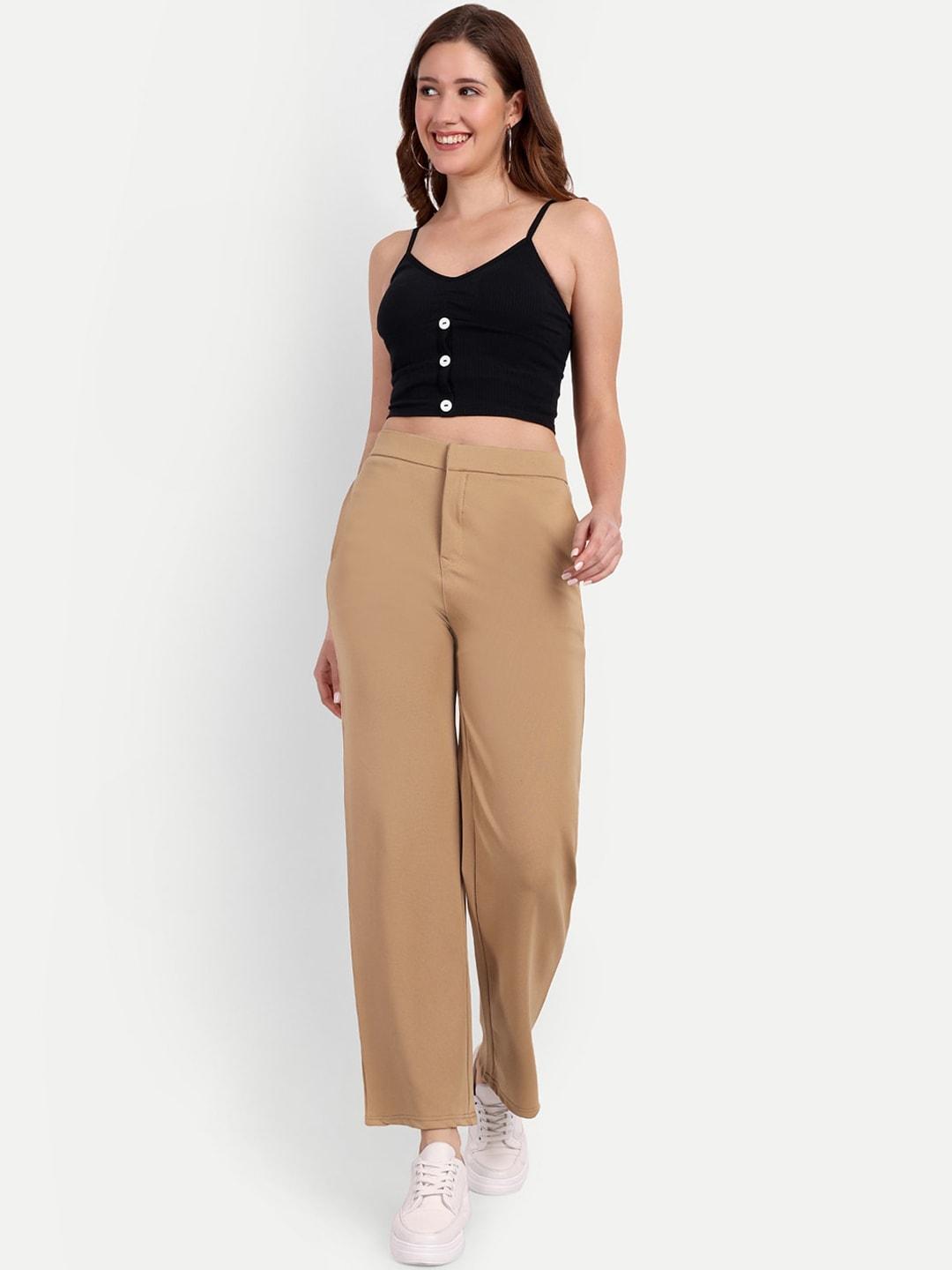 Next One Women Relaxed Straight Leg Straight Fit High-Rise Easy Wash Trousers