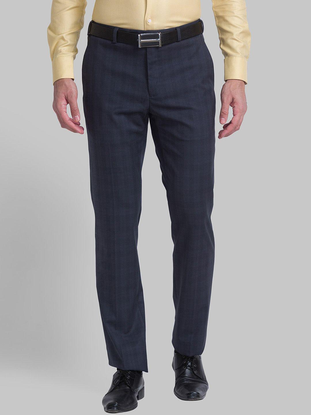 raymond-men-checked-mid-rise-regular-fit-formal-trousers