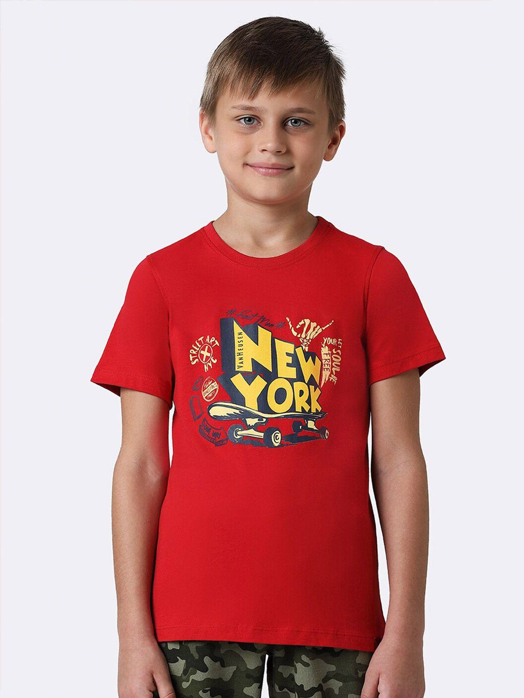 Van Heusen Boys Typography Printed Pure Cotton T-shirt