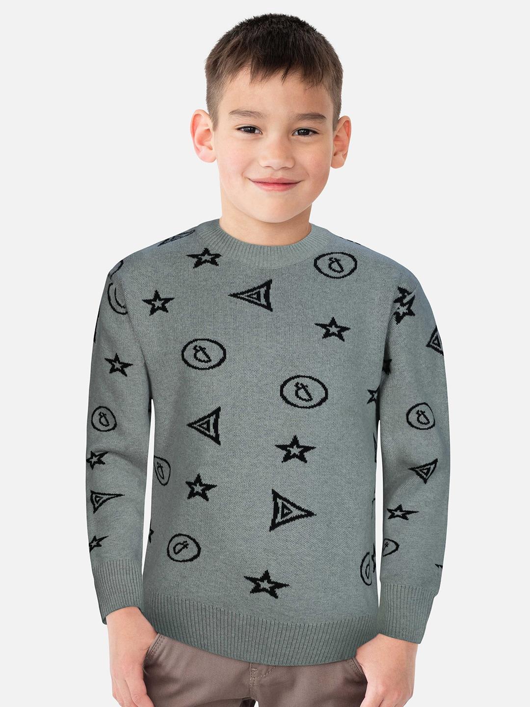 Gini and Jony Boys Printed Wool Pullover Sweater