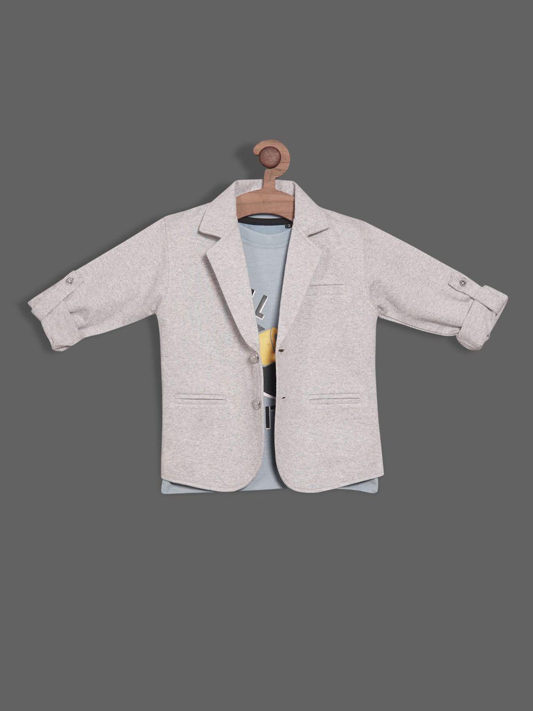 RIKIDOOS Boys Single-Breasted Cotton Light Weight Blazer With Printed T-Shirt