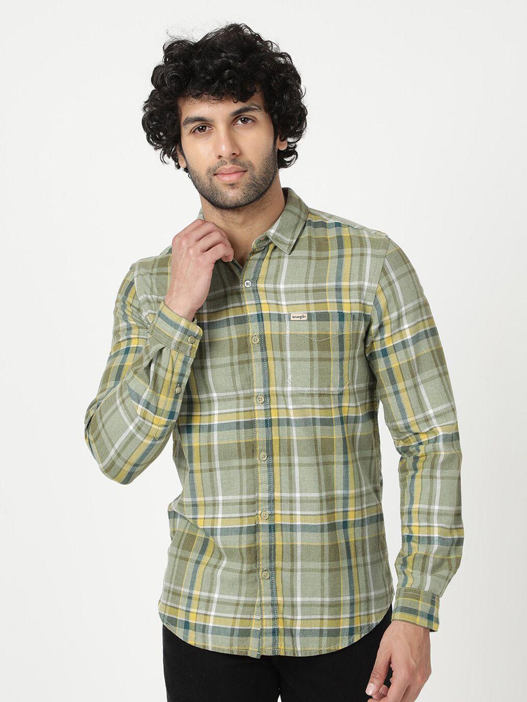 wrangler-men-slim-fit-tartan--checked-casual-cotton-shirt
