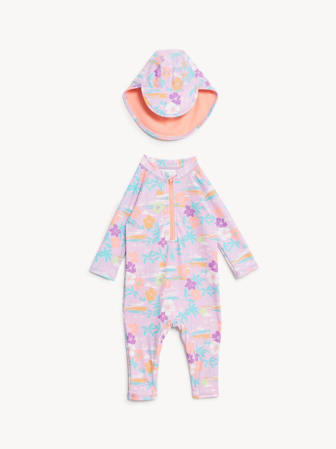 Marks & Spencer Kids Girls Printed Rompers With Hat
