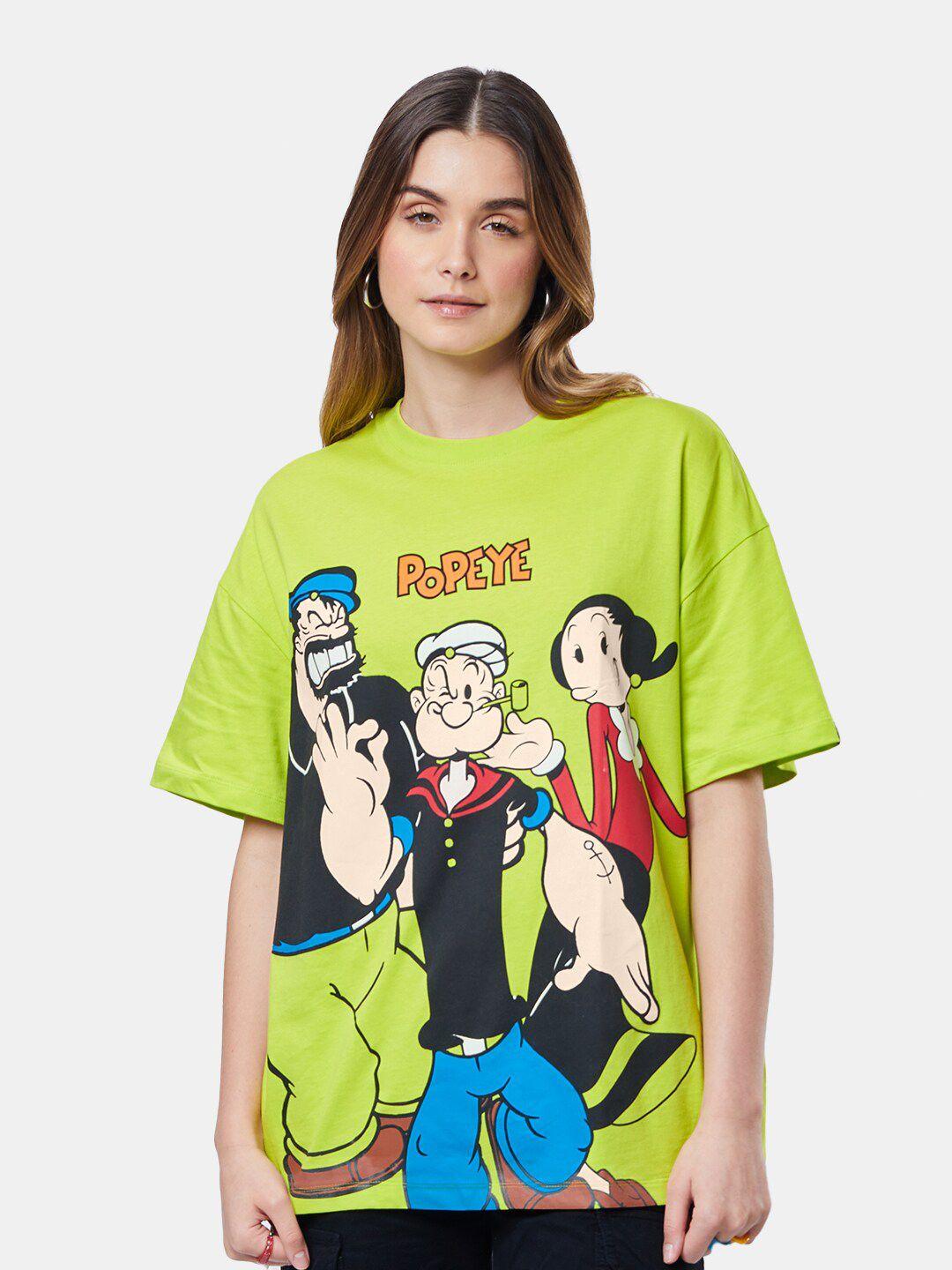 The Souled Store Popeye Comic Printed Cotton Oversized T-shirt
