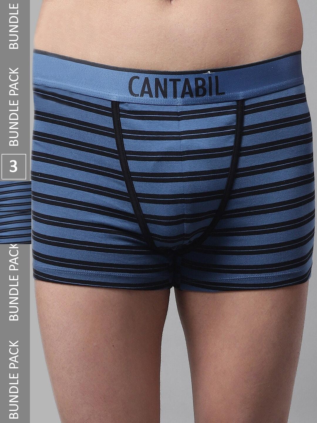 Cantabil Men Pack Of 3 Striped Low-Rise Basic Briefs
