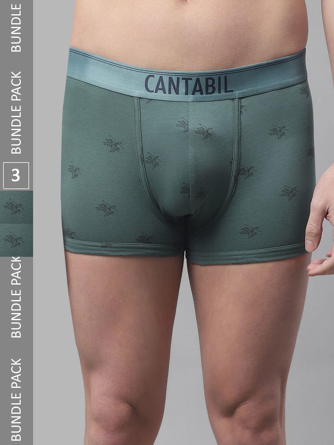 Cantabil Men Pack Of 3 Printed Cotton Boxer Style Briefs