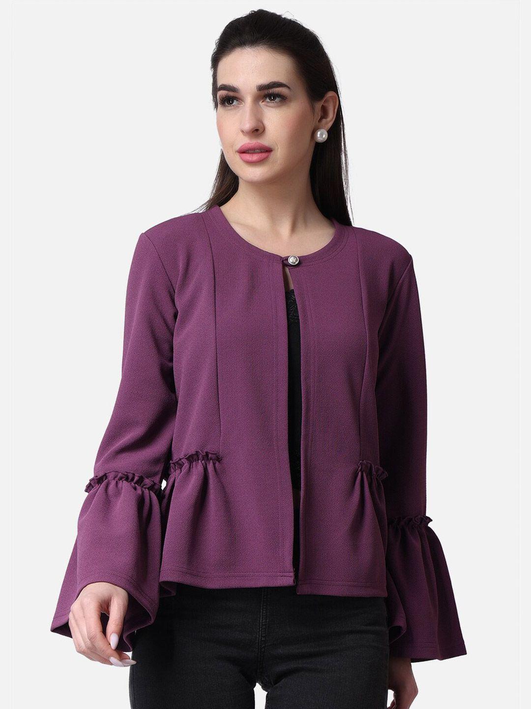 Popwings Women Bell Sleeves Gathers Button Closure Shrug