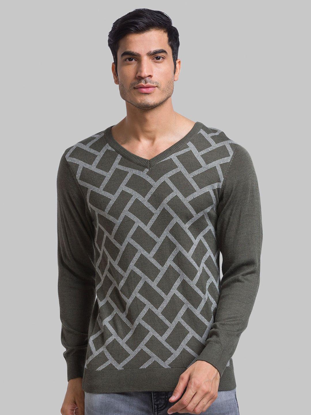 Parx Men Chevron Printed Acrylic Cardigan Sweater