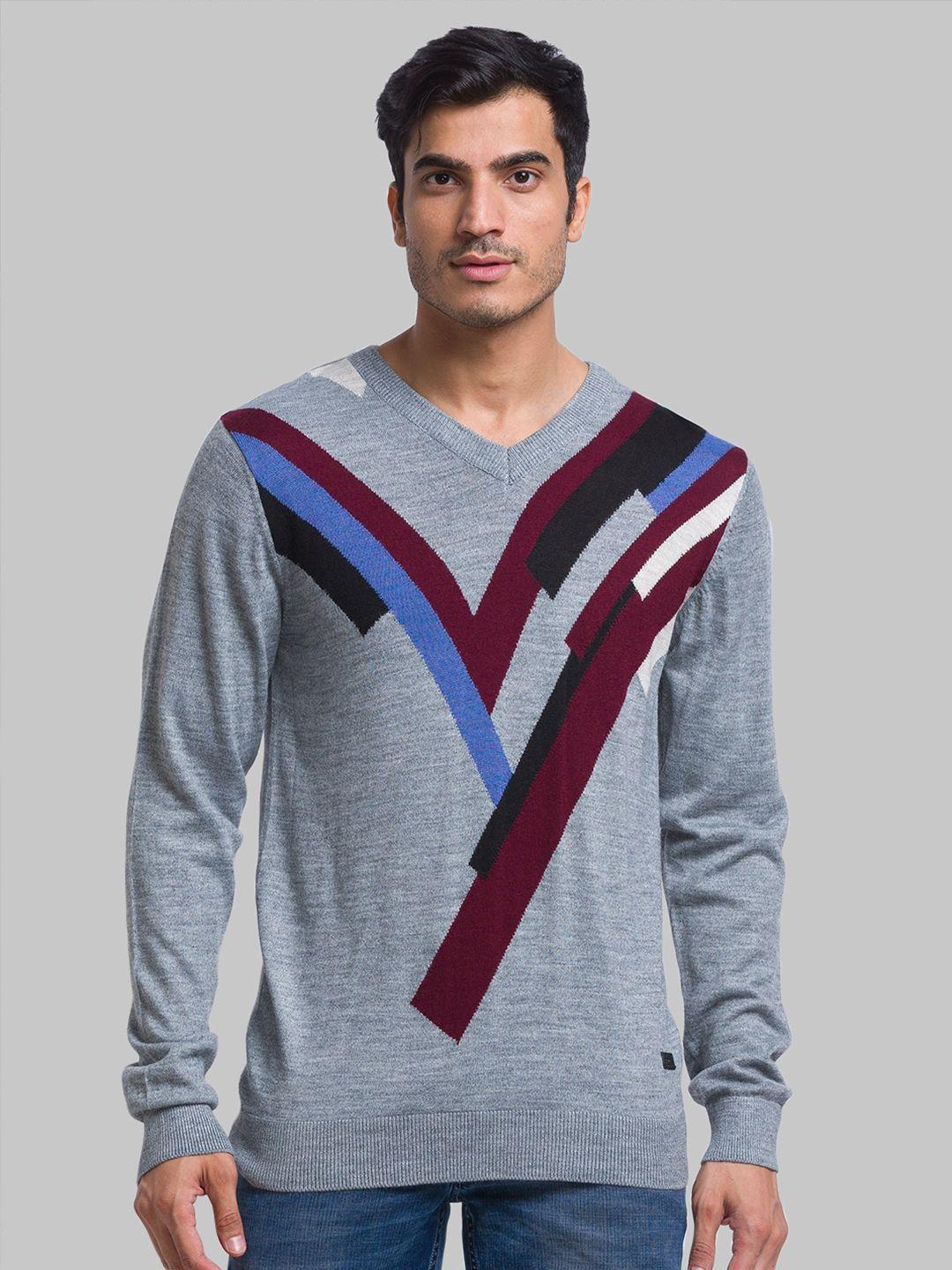 parx-men-geometric-printed--v-neck-acrylic-pullover-sweater