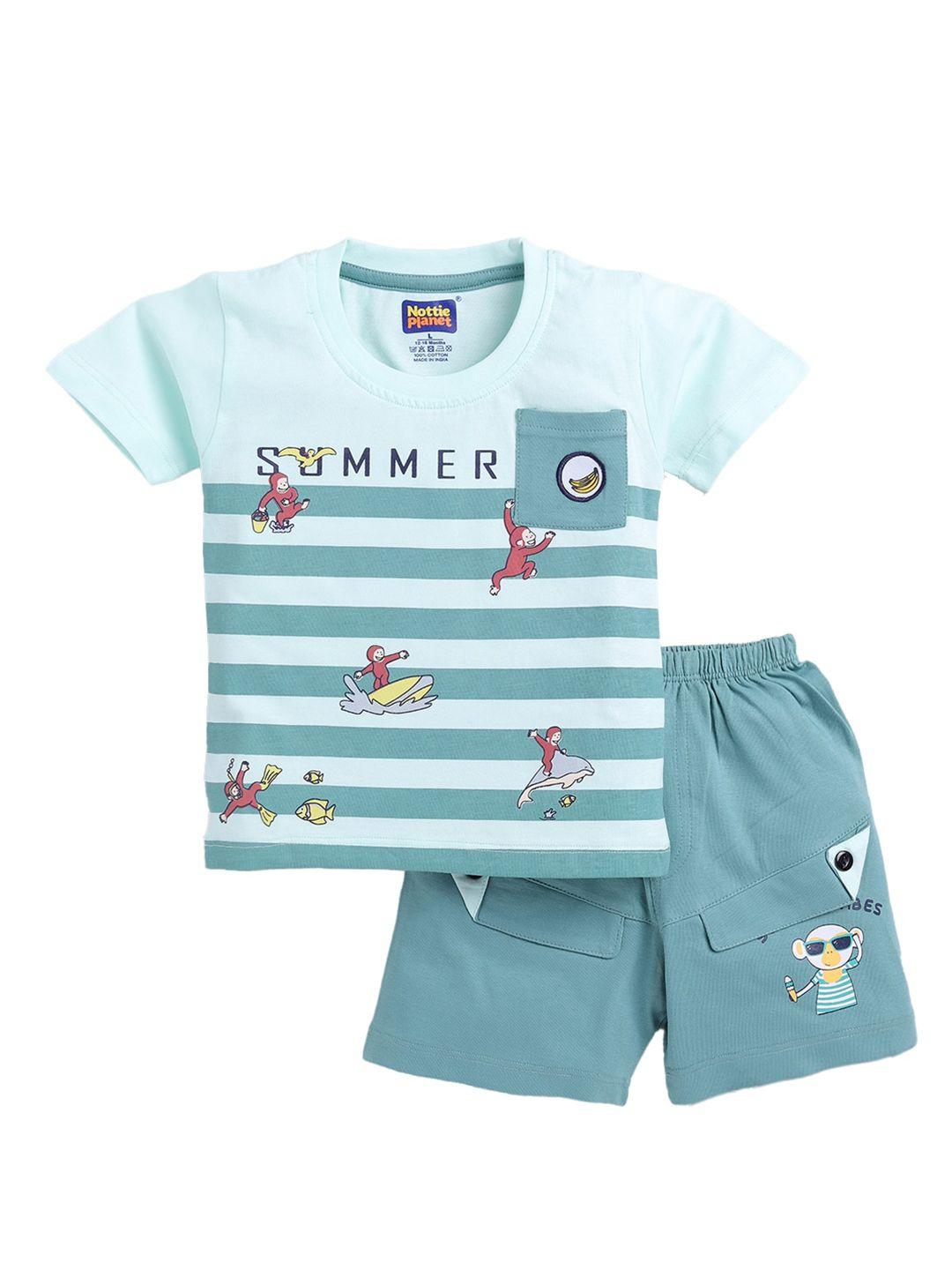 Nottie Planet Boys Cotton Printed T-shirt with Shorts Set
