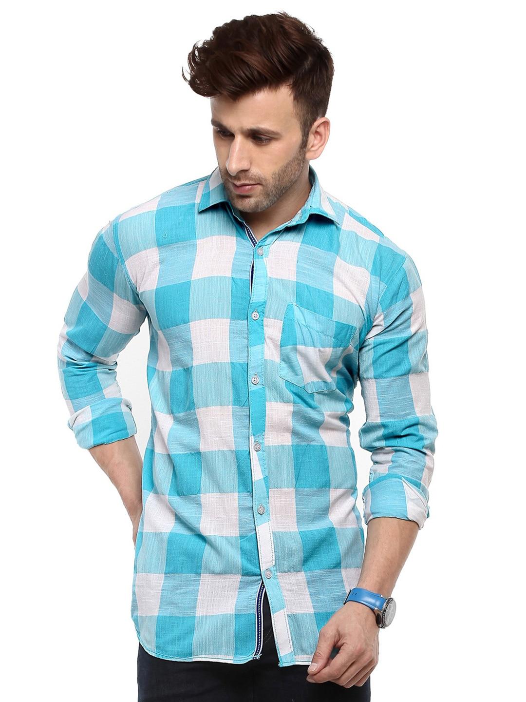 hangup-men-slim-fit-checked-casual-shirt