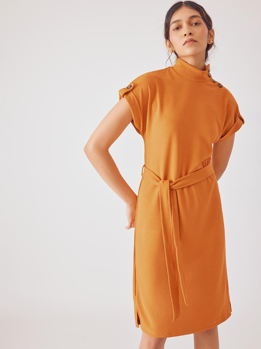 the-label-life-buttoned-high-neck-sheath-dress-with-belt