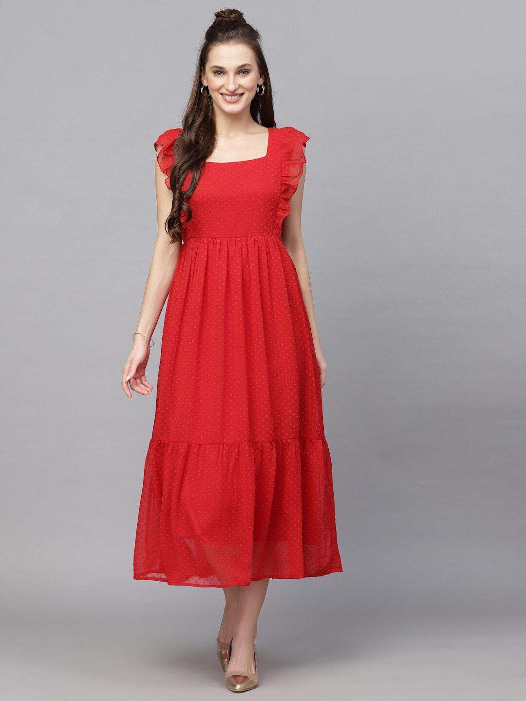 aayu-square-neck-georgette-fit-and-flare-midi-dress