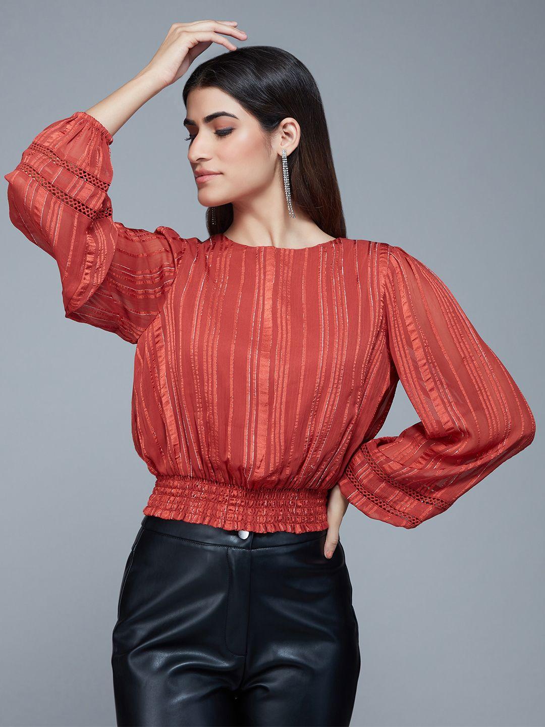 20dresses-vertical-striped-puff-sleeves-blouson-top