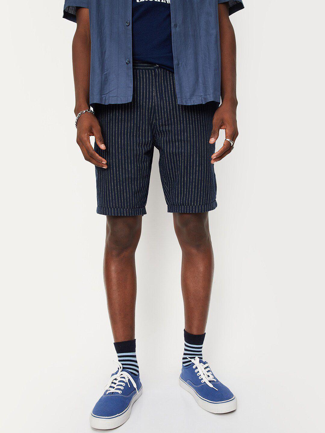 max-men-striped-pure-cotton-regular-fit-shorts