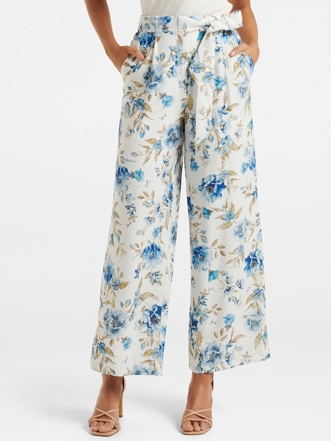 Forever New Women Floral Printed Loose Fit High-Rise Trousers