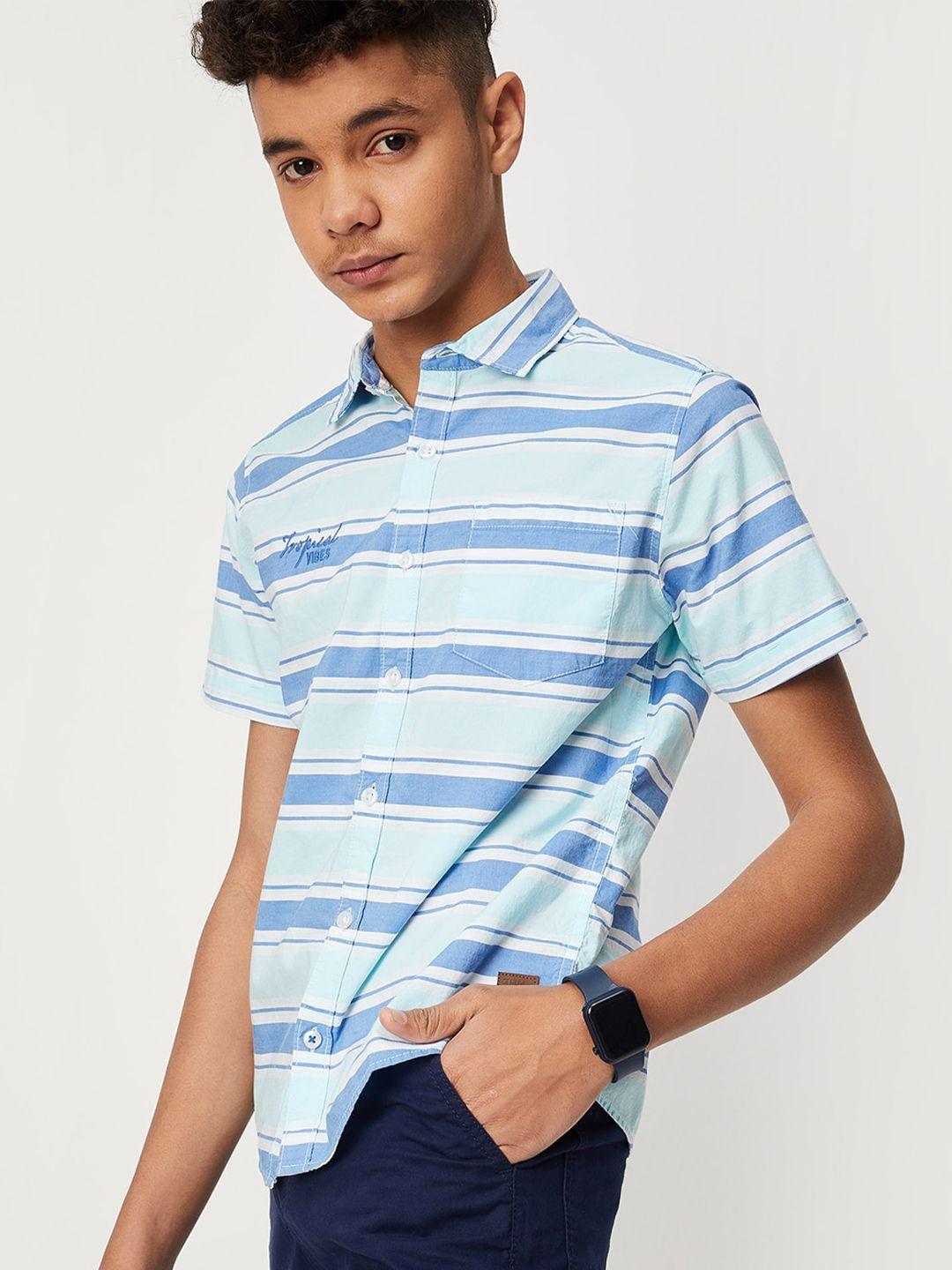 max-boys-horizontal-stripes-striped-pure-cotton-casual-shirt