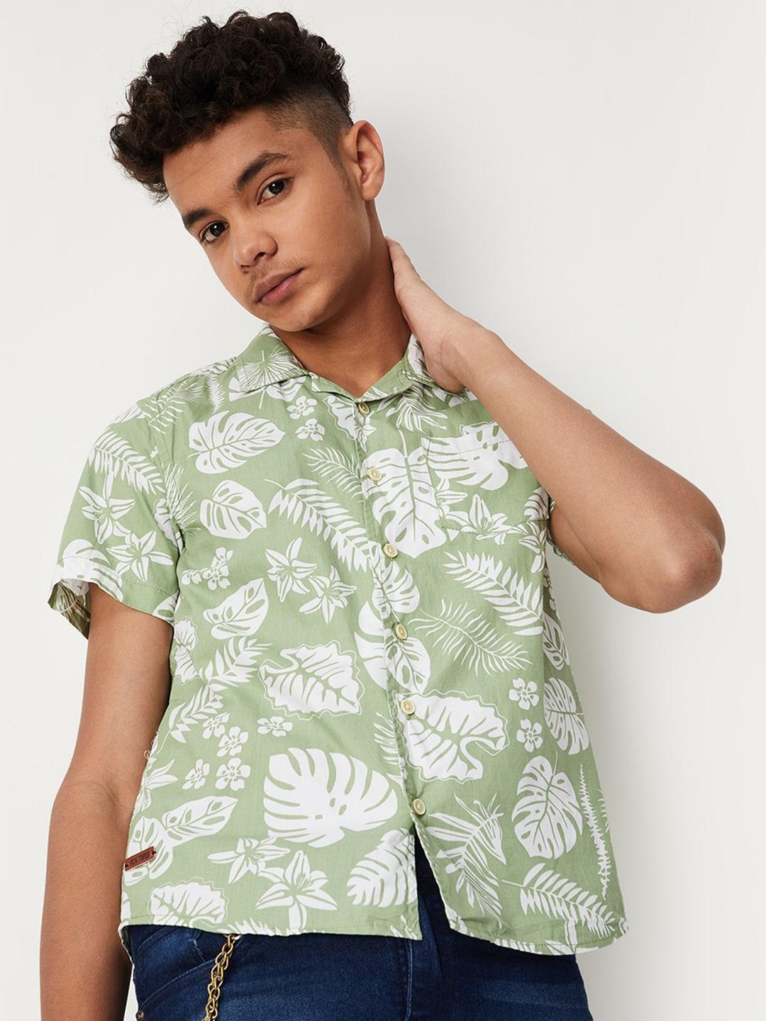 max Boys Floral Printed Cotton Casual Shirt