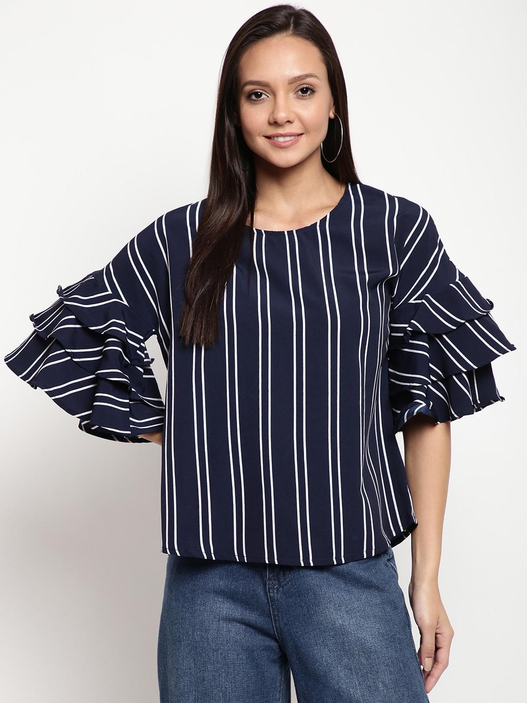 Mayra Vertical Striped Bell Sleeves Top
