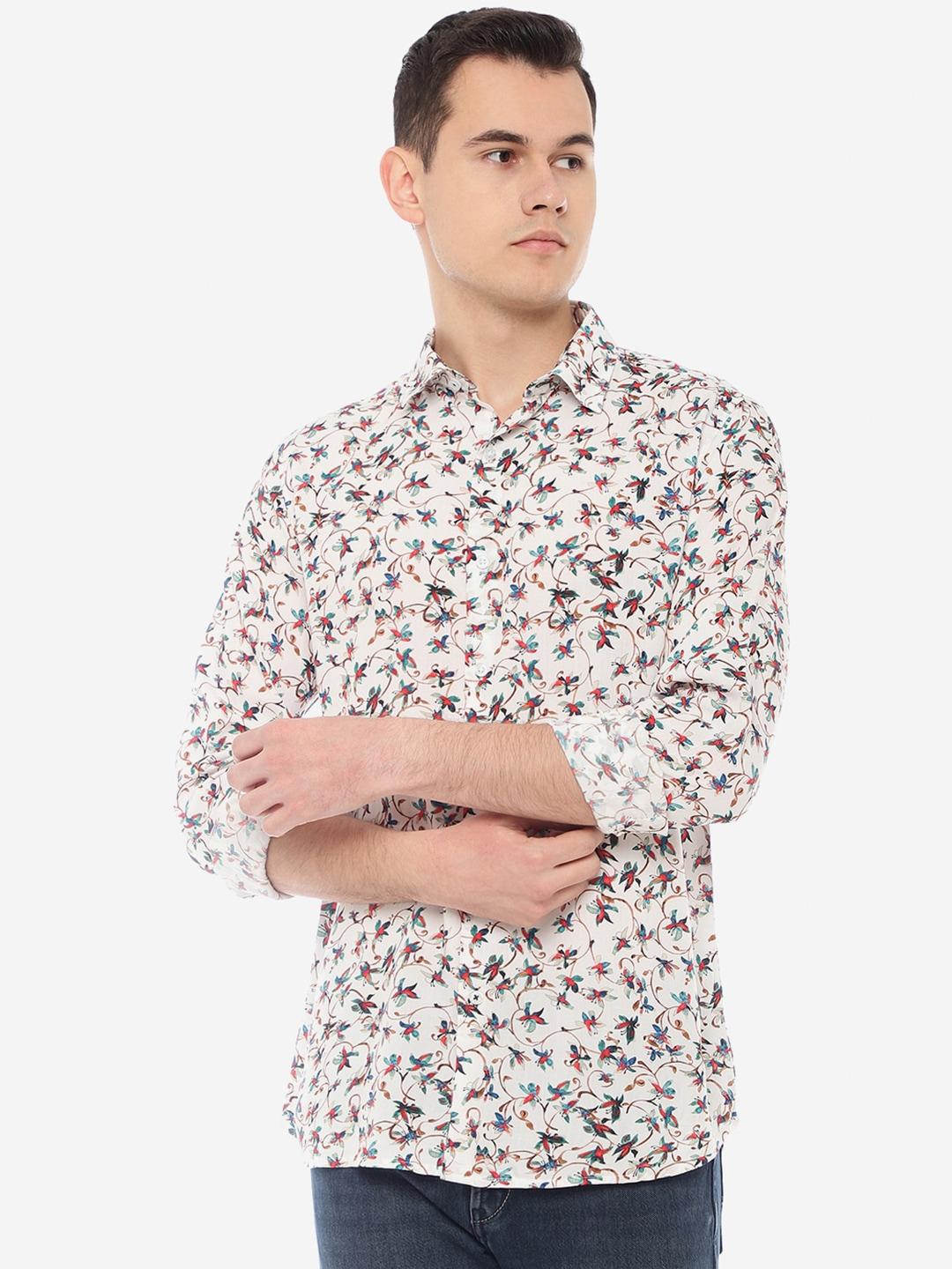 JADE BLUE Slim Fit Floral Printed Cotton Casual Shirt