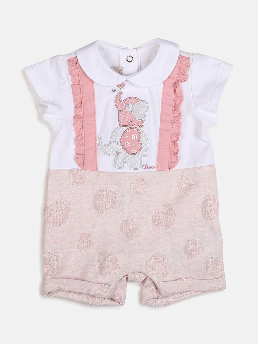 Chicco Infants Girls Self Designed & Embroidered Pure Cotton Romper