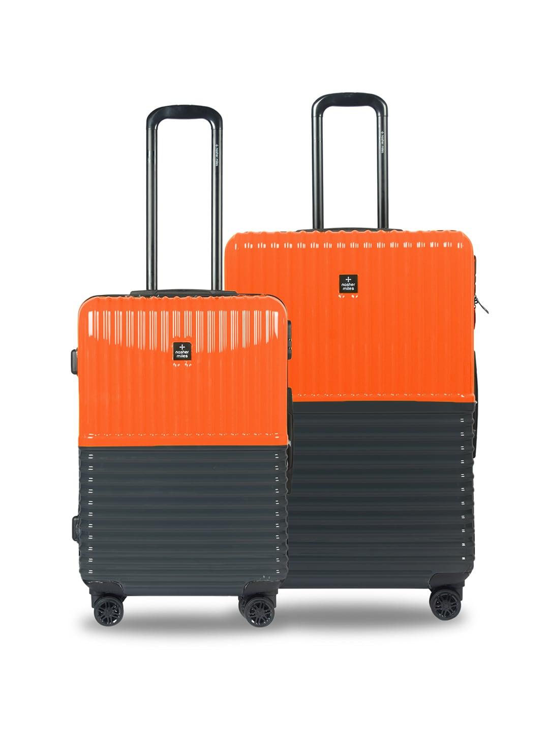 Nasher Miles Set Of 2 Textured Hard-Sided Trolley Suitcase