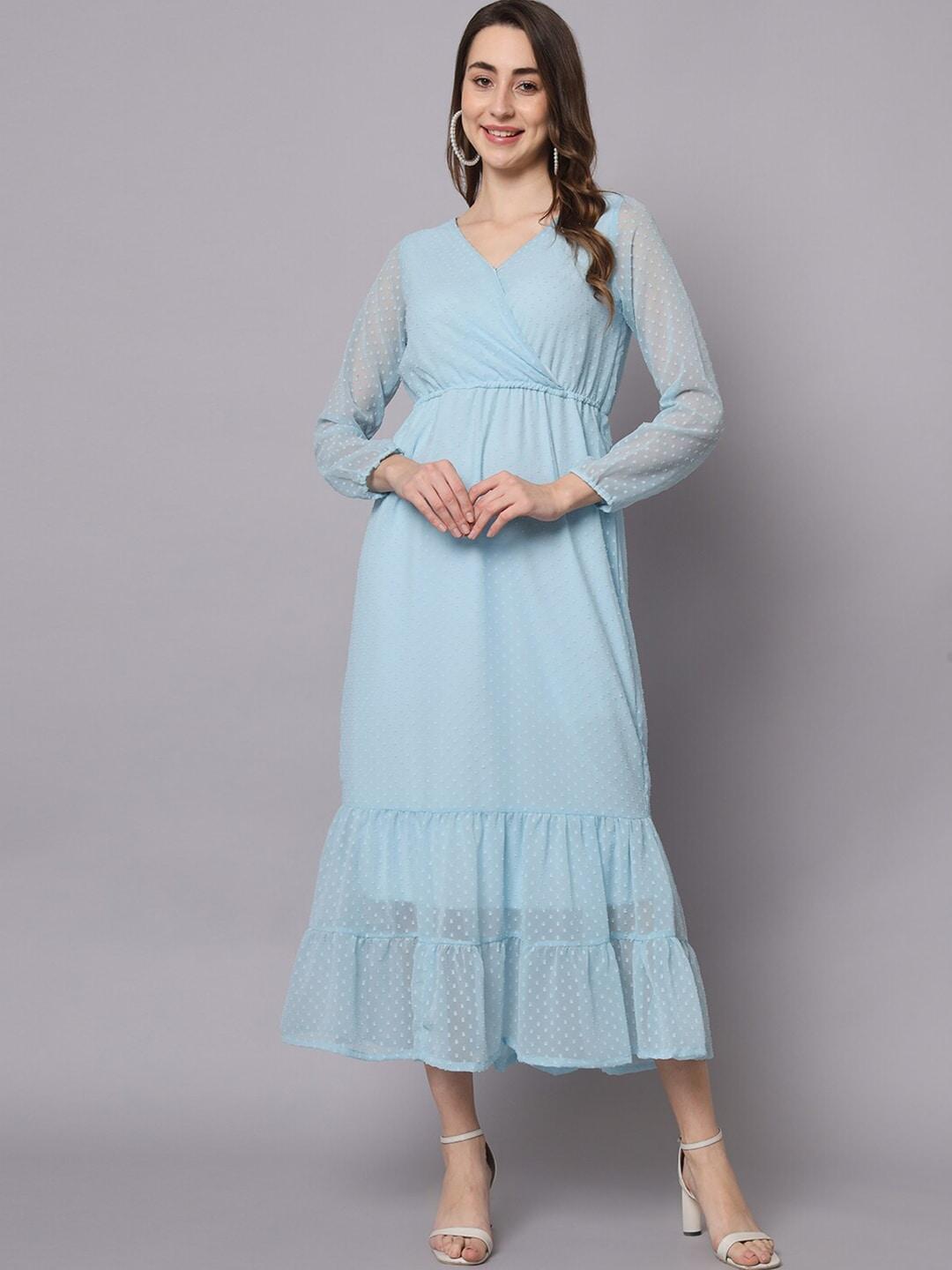 HELLO DESIGN Self Design Georgette Maxi Wrap Dress