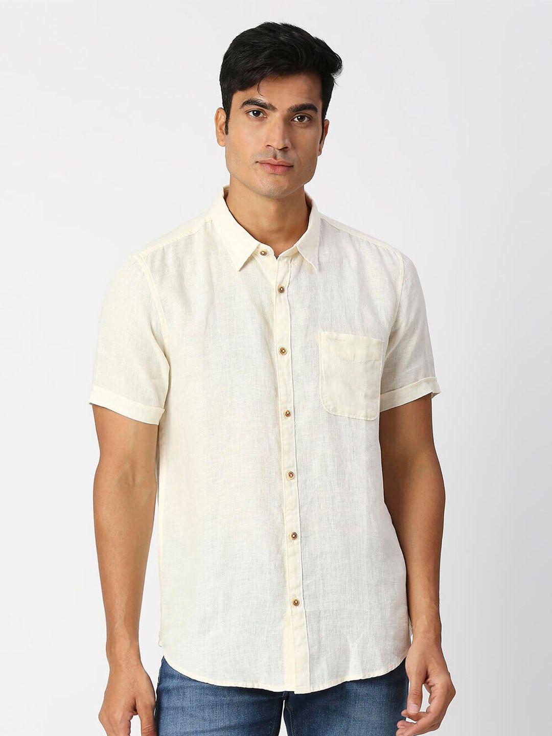 pepe-jeans-spread-collar-pure-linen-casual-shirt