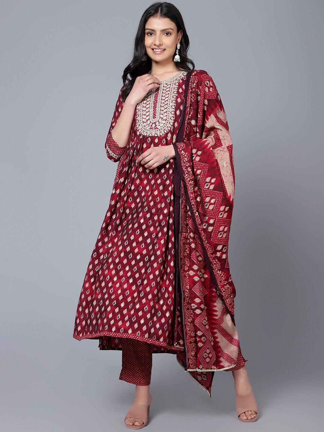 bani-women-ethnic-motif-printed-thread-work-a-line-kurta-with-trousers-&-dupatta